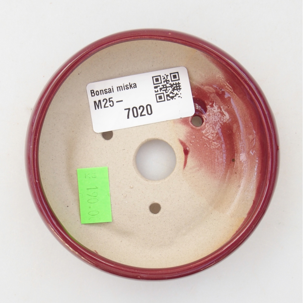 Bonsaischaal van keramiek 26 x 26 x 8 cm, kleur rood
