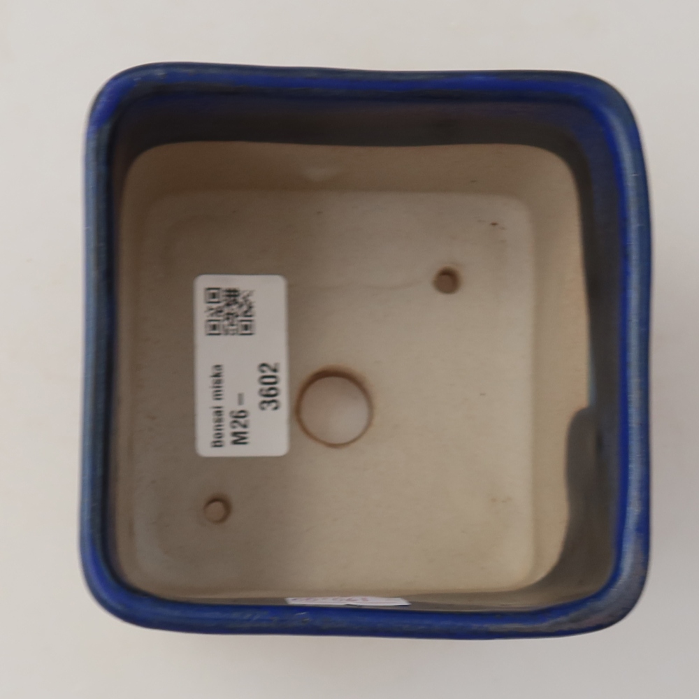 Bonsaischaal van keramiek 10 x 10 x 8 cm, kleur blauw