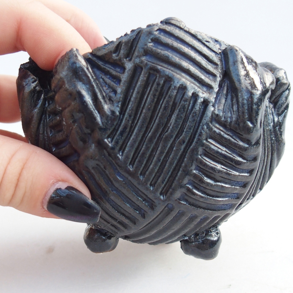 Schelp van keramiek 8 x 8 x 8 cm , kleur blauw