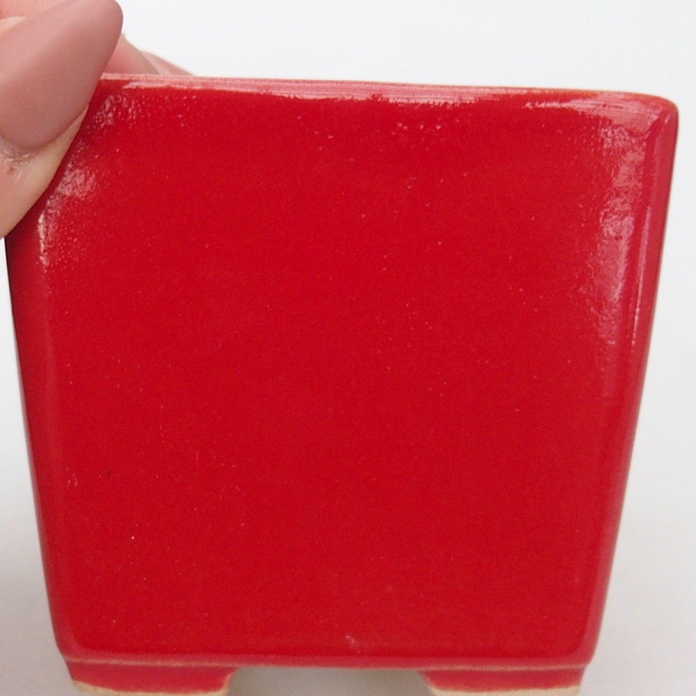 Bonsaischaal van keramiek 7,5 x 7,5 x 7 cm, kleur rood