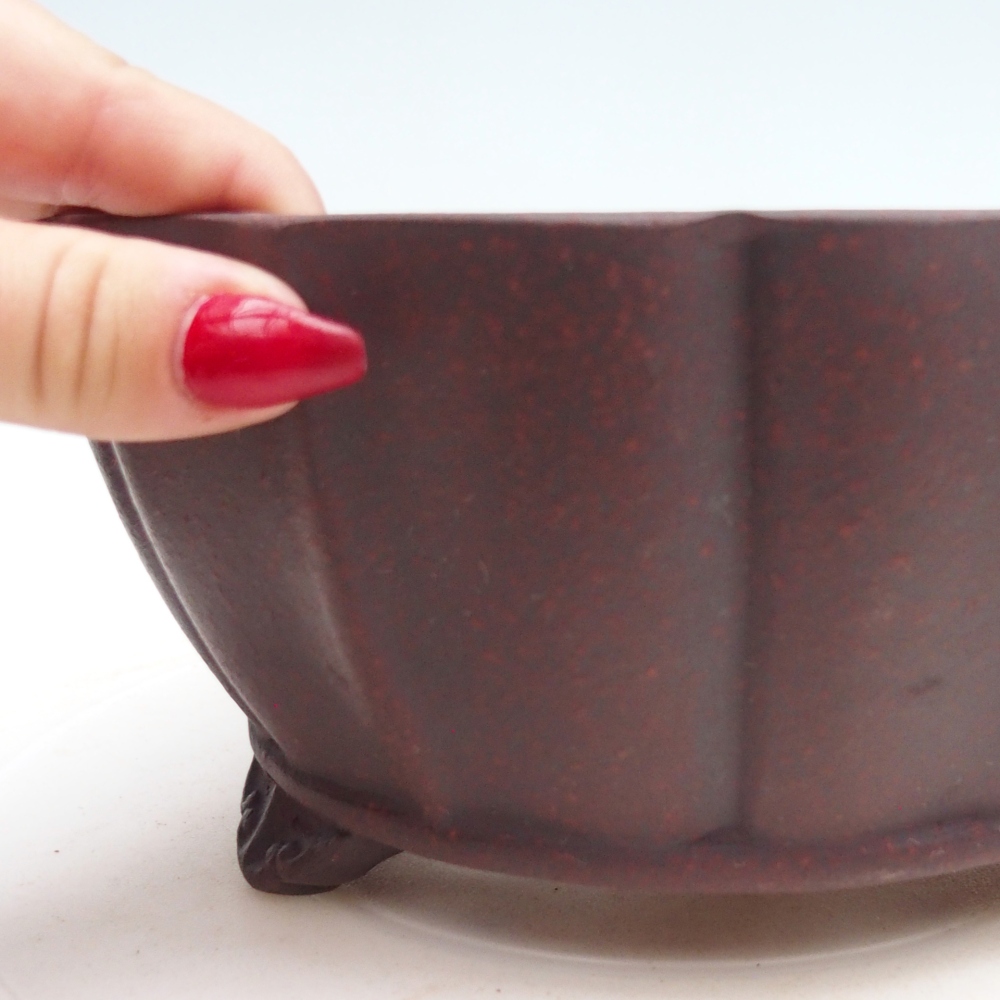 Bonsaischaal van keramiek 19 x 19 x 9,5 cm, bruin