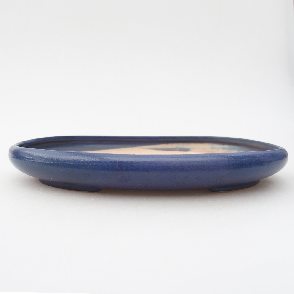 Bonsaischaal van keramiek 22,5 x 16,5 x 3 cm, kleur blauw