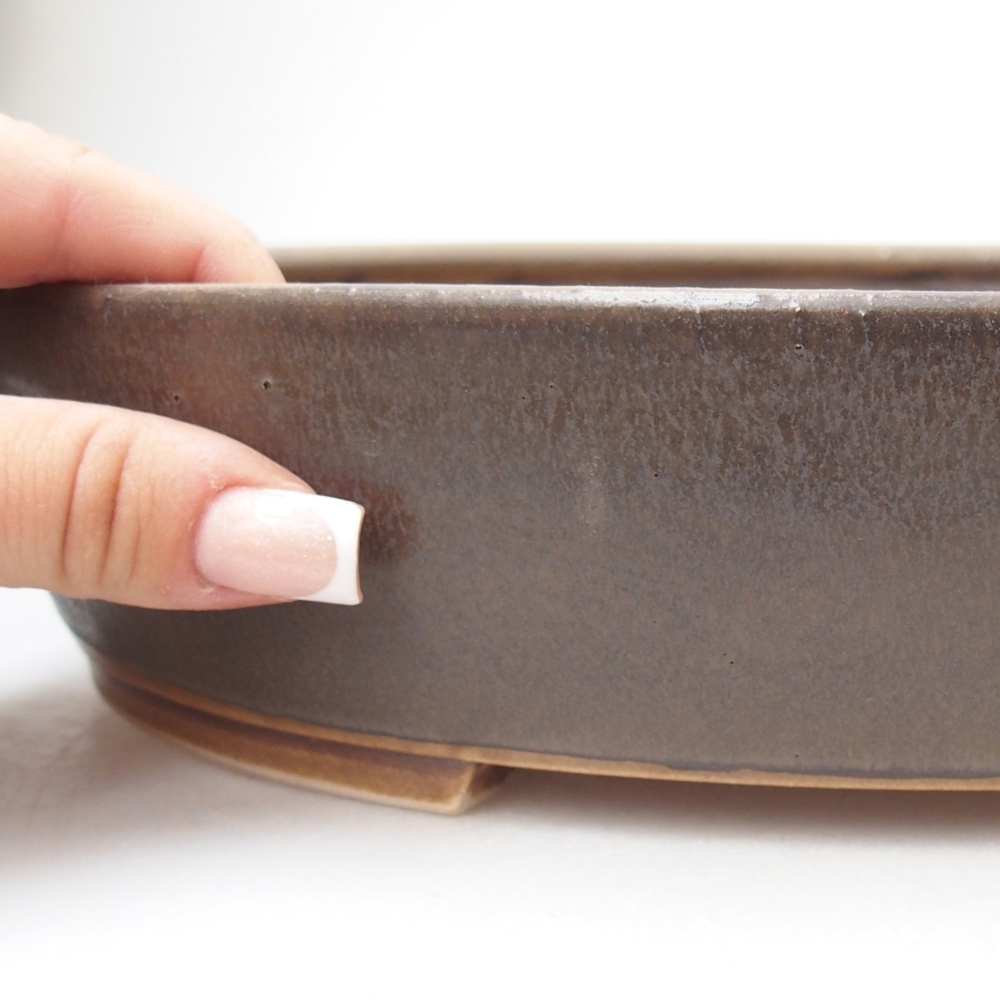 Bonsaischaal van keramiek 31,5 x 27,5 x 6 cm, bruin