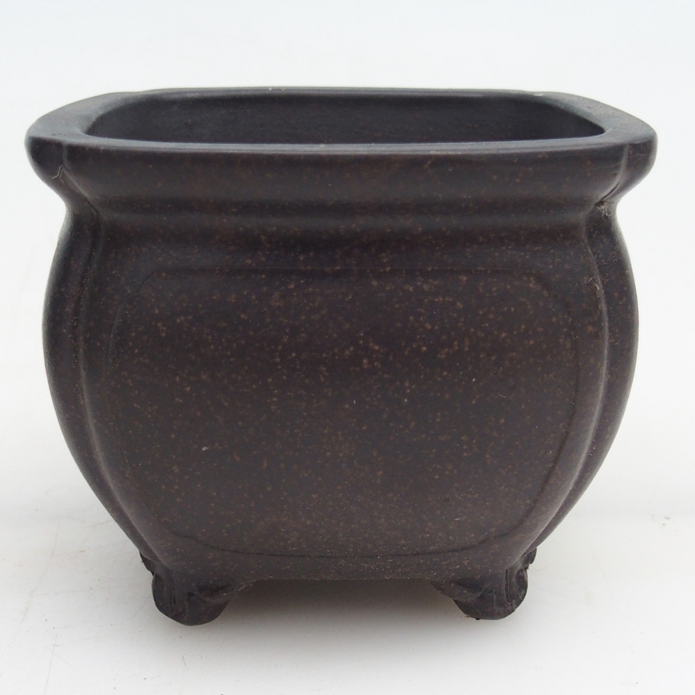 Bonsaischaal van keramiek 10 x 10 x 8 cm, okerbruin