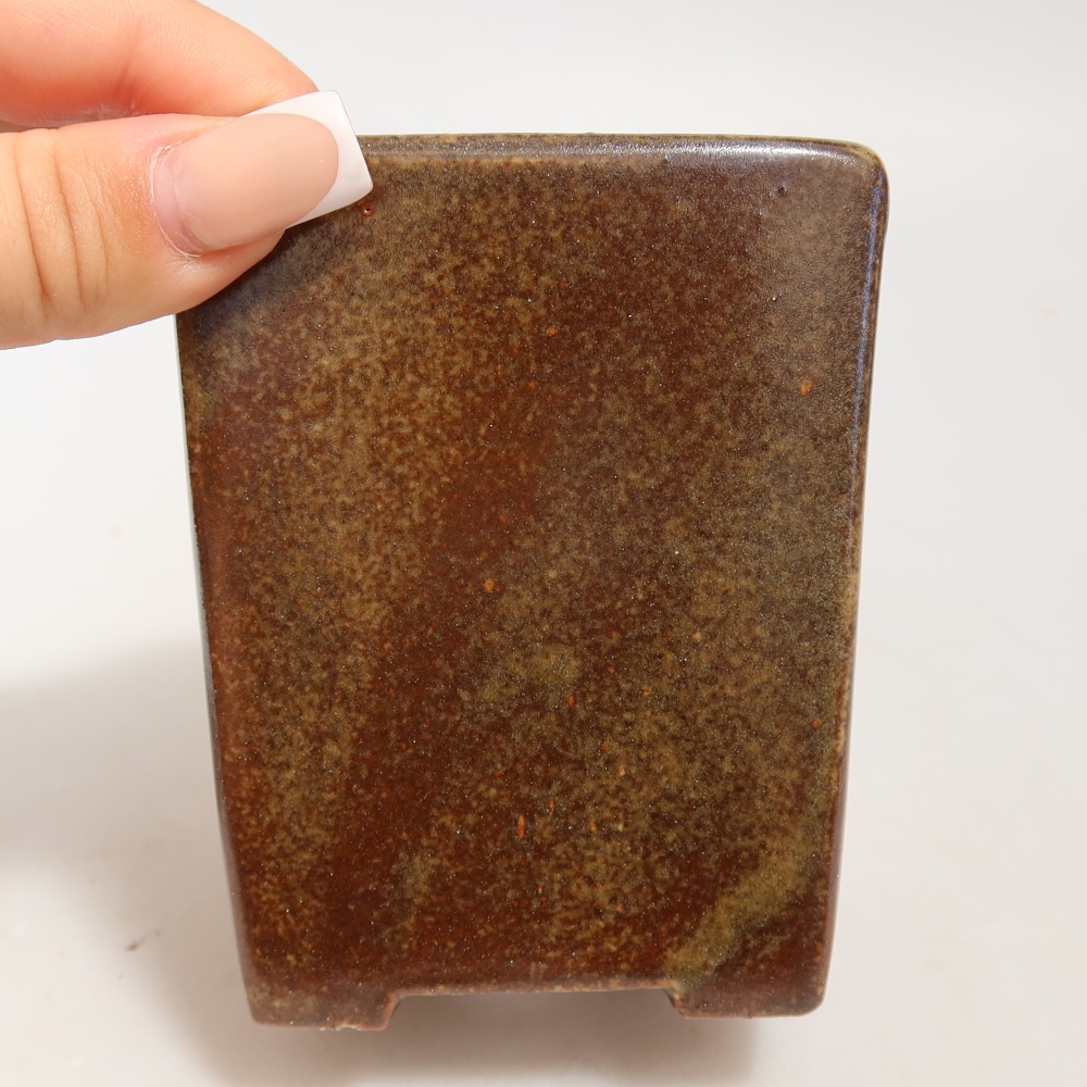 Bonsaischaal van keramiek 7,5 x 7,5 x 9,5 cm, bruin