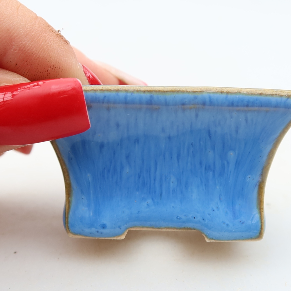 Keramische bonsaischaal 5,5 x 3,5 x 3 cm, kleur blauw