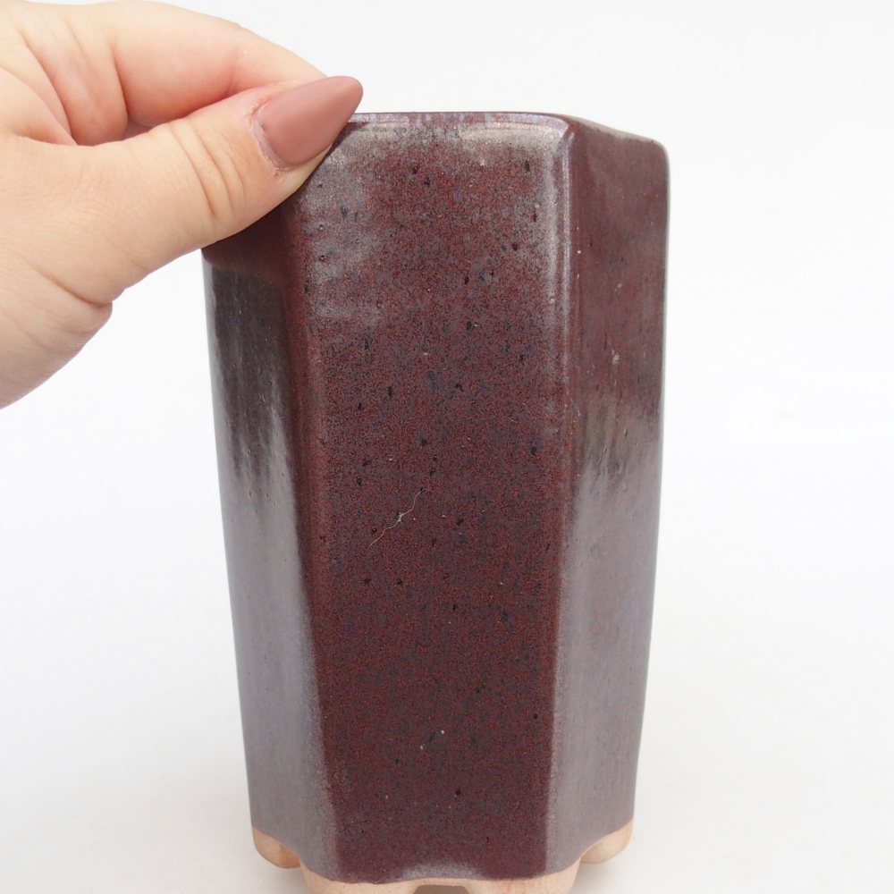 Bonsaischaal van keramiek 10 x 8,5 x 14,5 cm, bordeauxrood