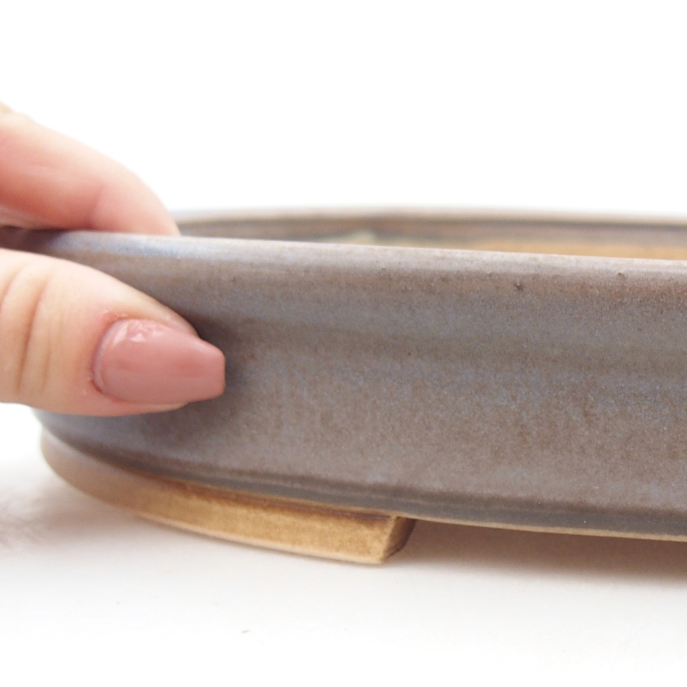 Bonsaischaal van keramiek 30,5 x 27 x 4 cm, kleur blauw