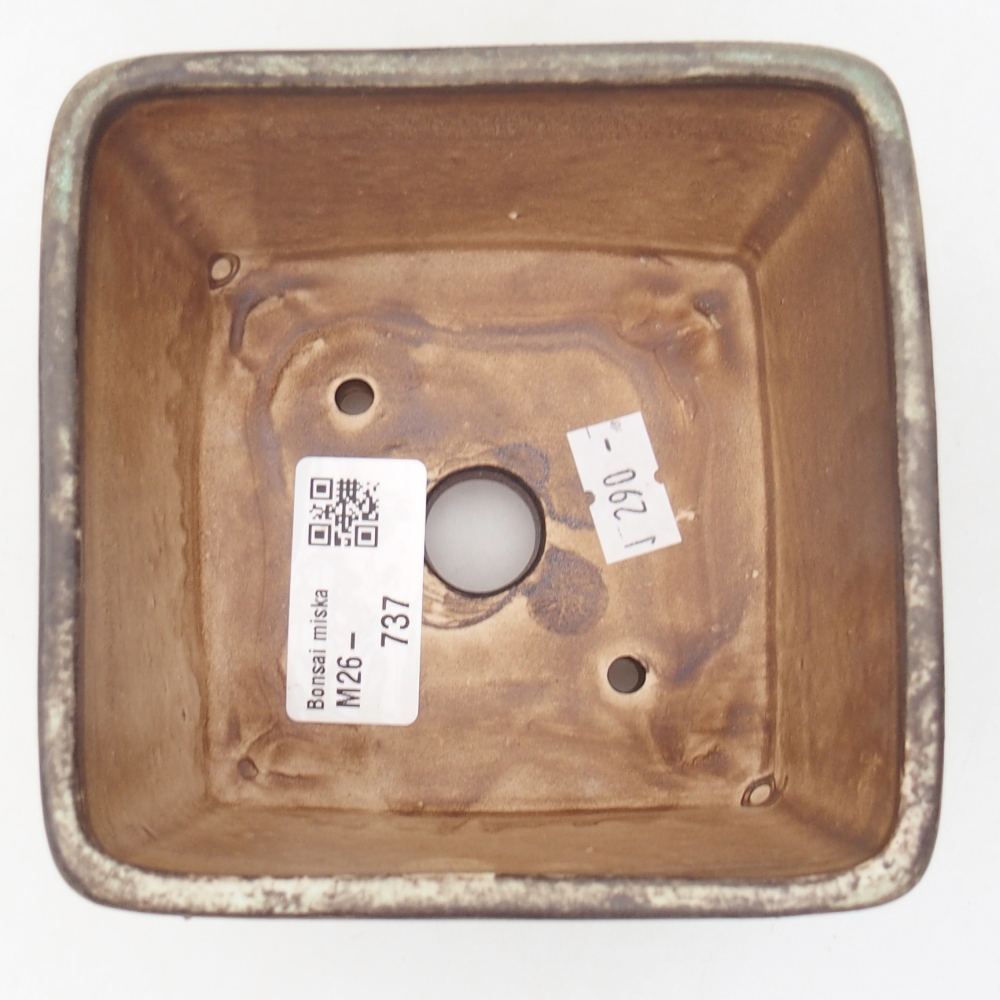 Bonsaischaal van keramiek 11 x 11 x 7 cm, groen