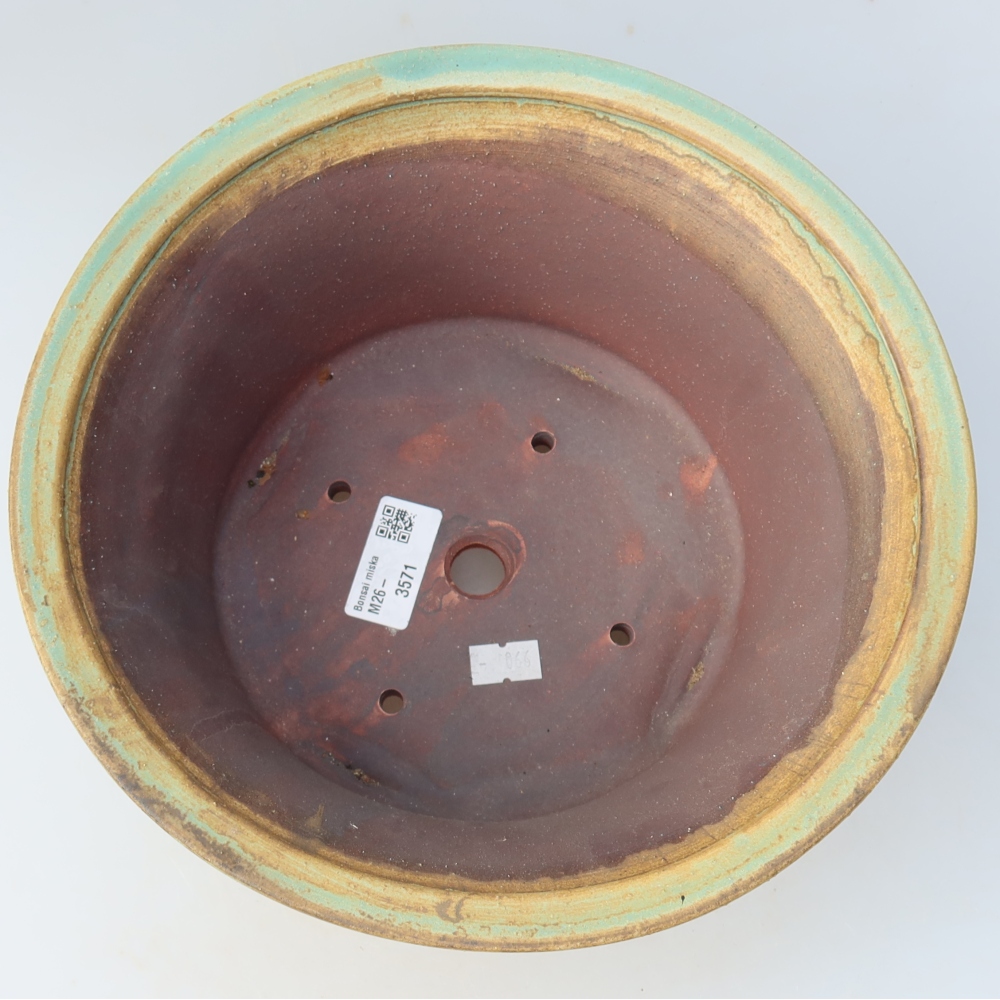Keramische bonsaischaal 24,5 x 24,5 x 11,5 cm, kleur: groen