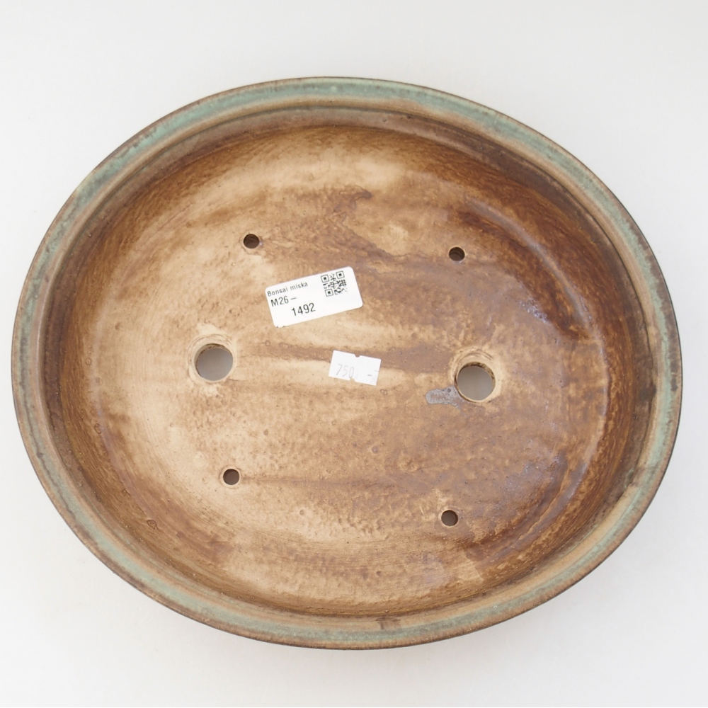 Bonsaischaal van keramiek 26,5 x 23,5 x 5,5 cm, groen
