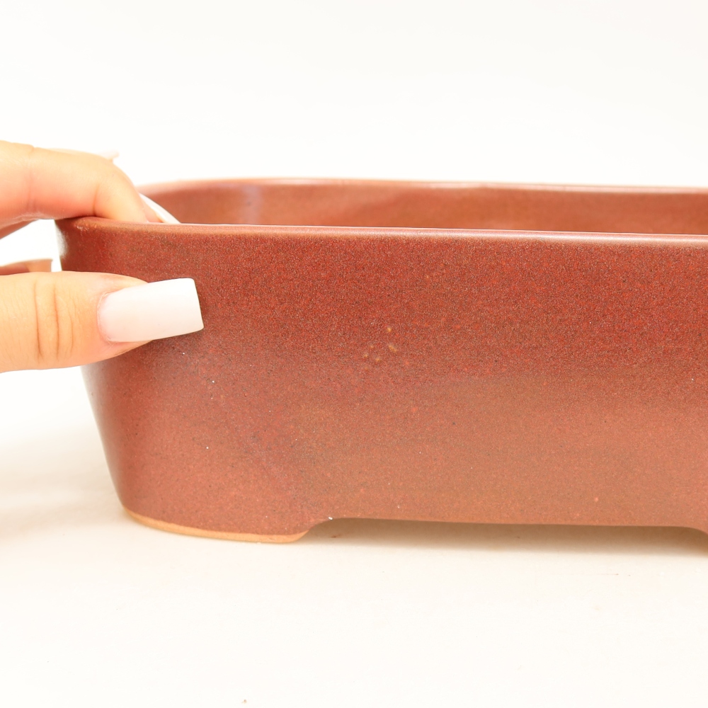 Keramische bonsaipot 23 x 17,5 x 7,5 cm, kleur bordeauxrood