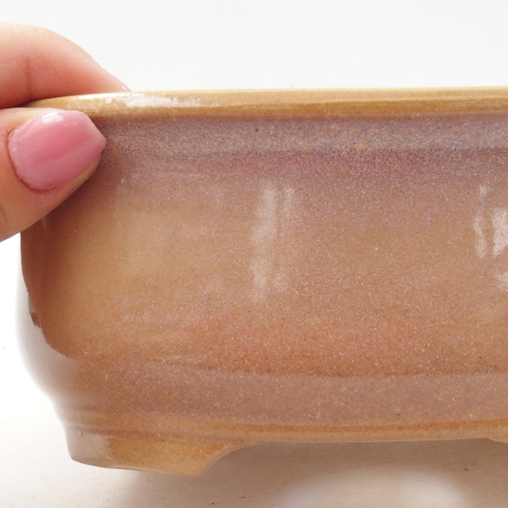 Bonsaischaal van keramiek 15,5 x 12 x 5,5 cm, kleur beige