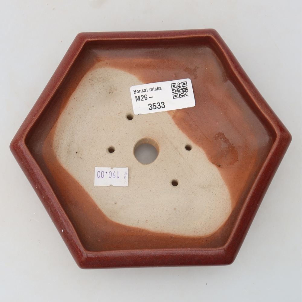 Keramische bonsaipot 17 x 15 x 4 cm, kleur: bordeauxrood