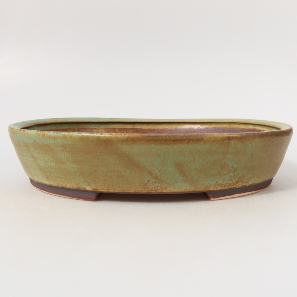 Bonsaischaal van keramiek 22,5 x 20 x 4,5 cm, groen