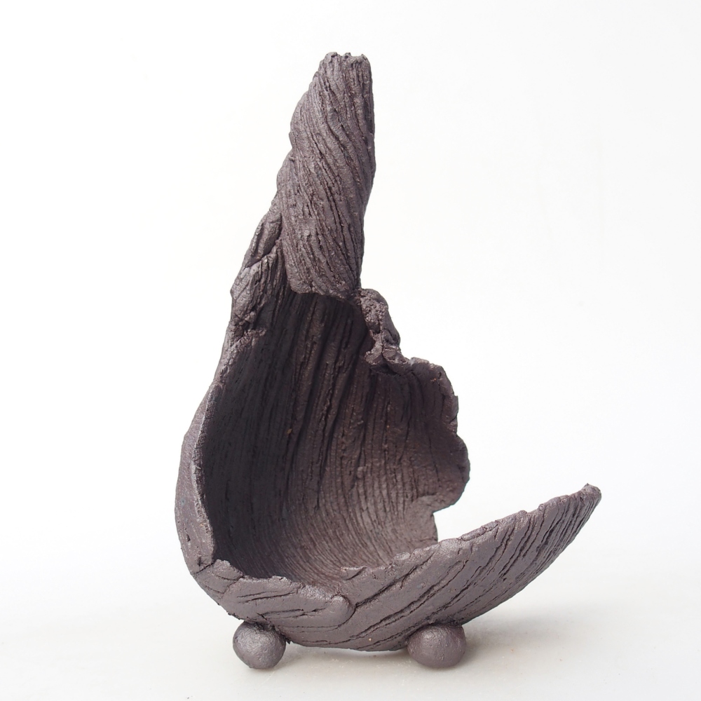 Keramische schelp 8 x 9 x 14 cm , metaalkleur