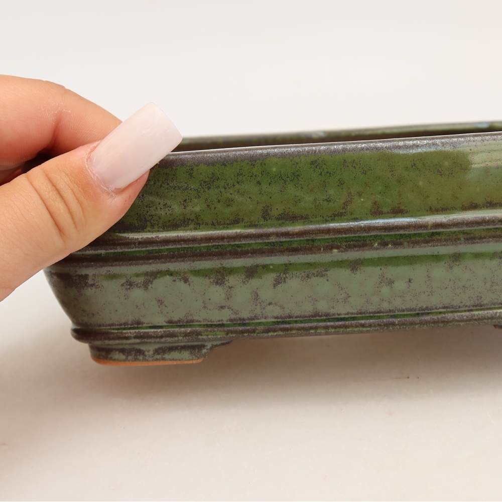 Keramische bonsaipot 17 x 12,5 x 5,5 cm, kleur groen