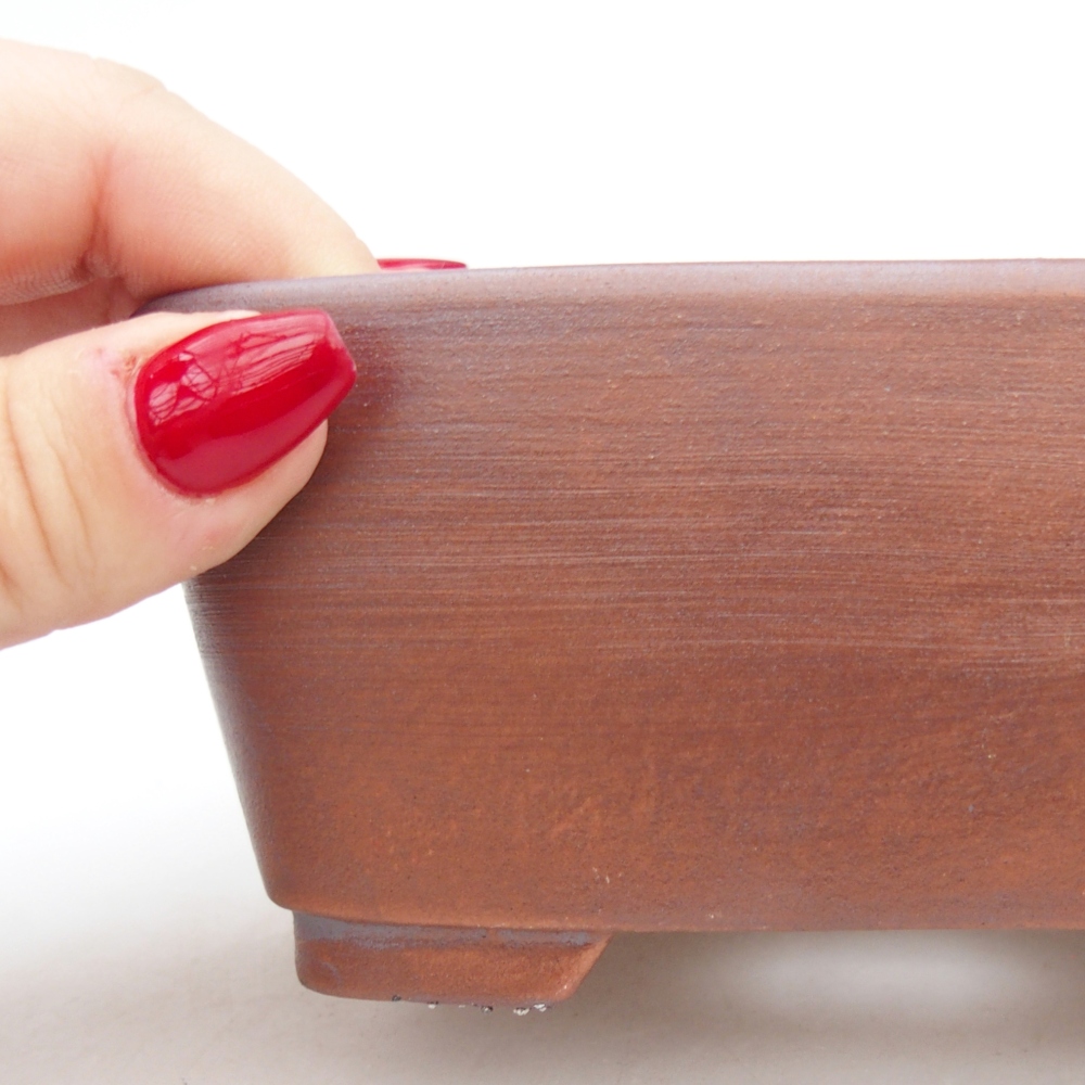 Bonsaischaal van keramiek 26 x 26 x 8 cm, kleur rood