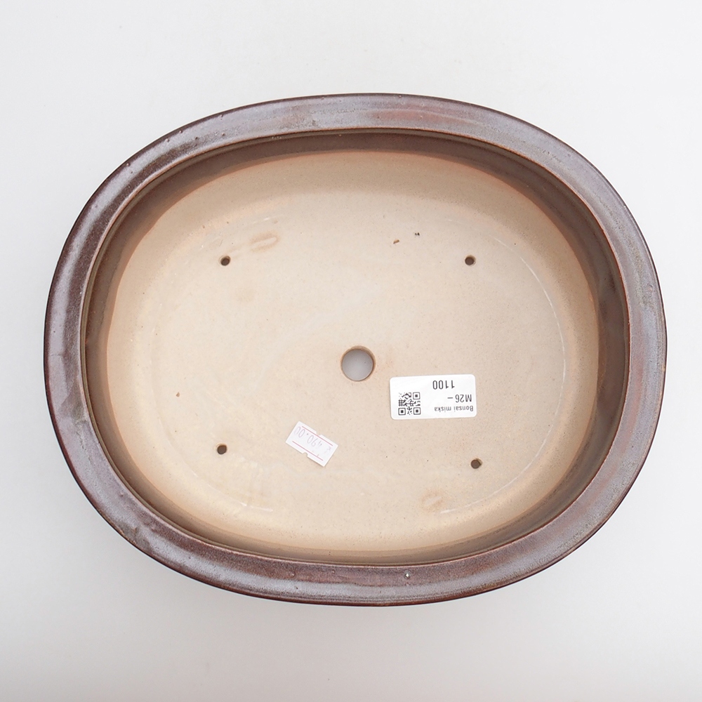 Bonsaischaal van keramiek 25 x 20,5 x 8 cm, bruin