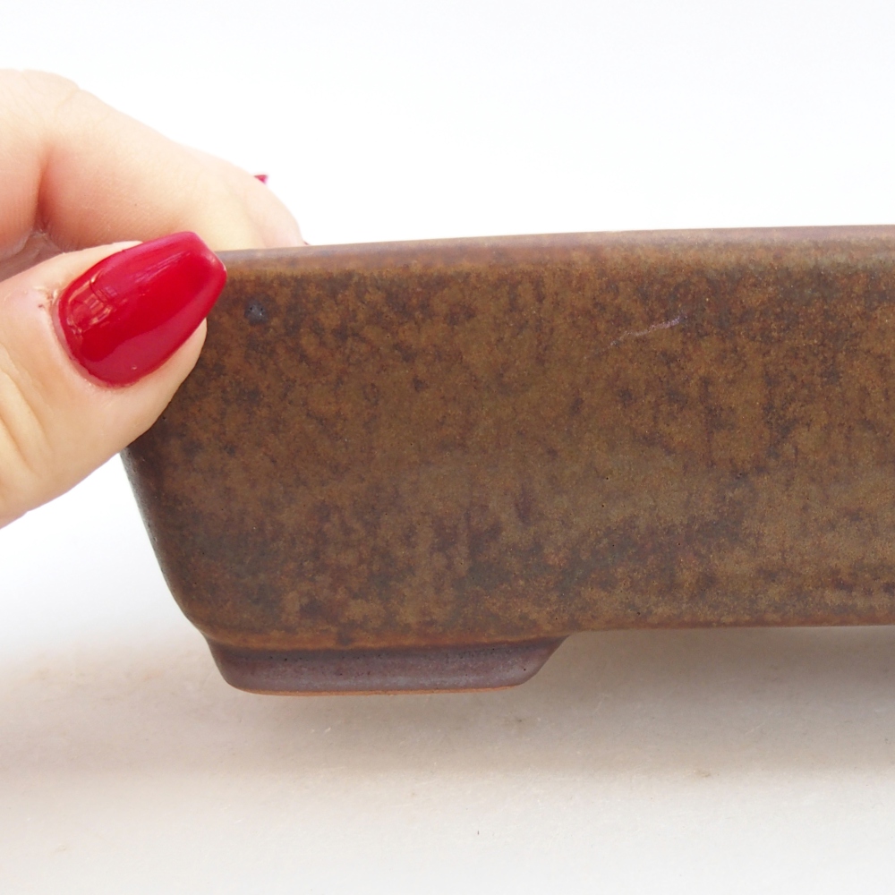 Bonsaischaal van keramiek 26 x 26 x 8 cm, kleur rood