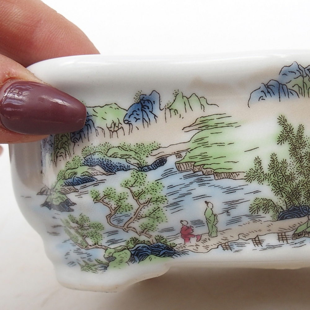 Bonsaischaal van keramiek 15 x 11 x 5 cm, kleur wit