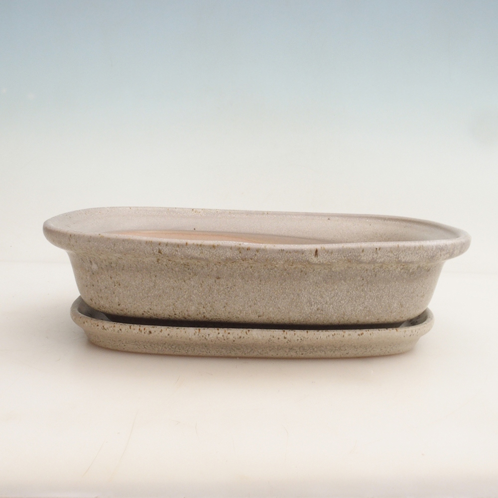 Bonsai kom + schotel H25 - 23 x 17 x 5,5 cm - beige