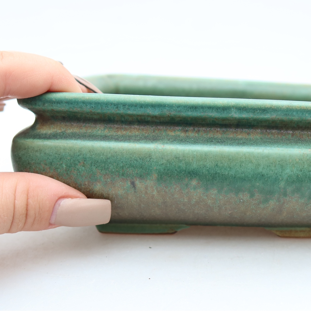 Bonsaischaal van keramiek 15,5 x 15,5 x 6 cm, groen