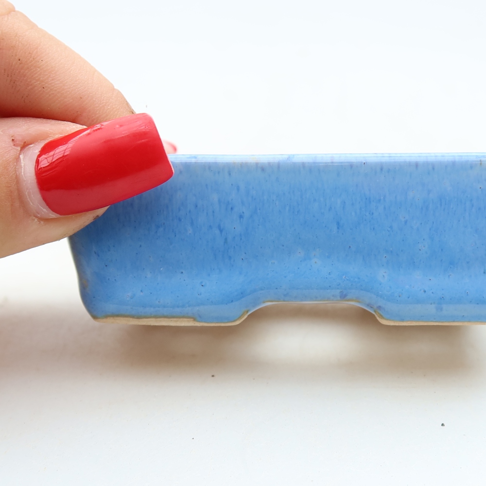 Keramische bonsaischaal 8 x 6 x 2,5 cm, kleur: blauw