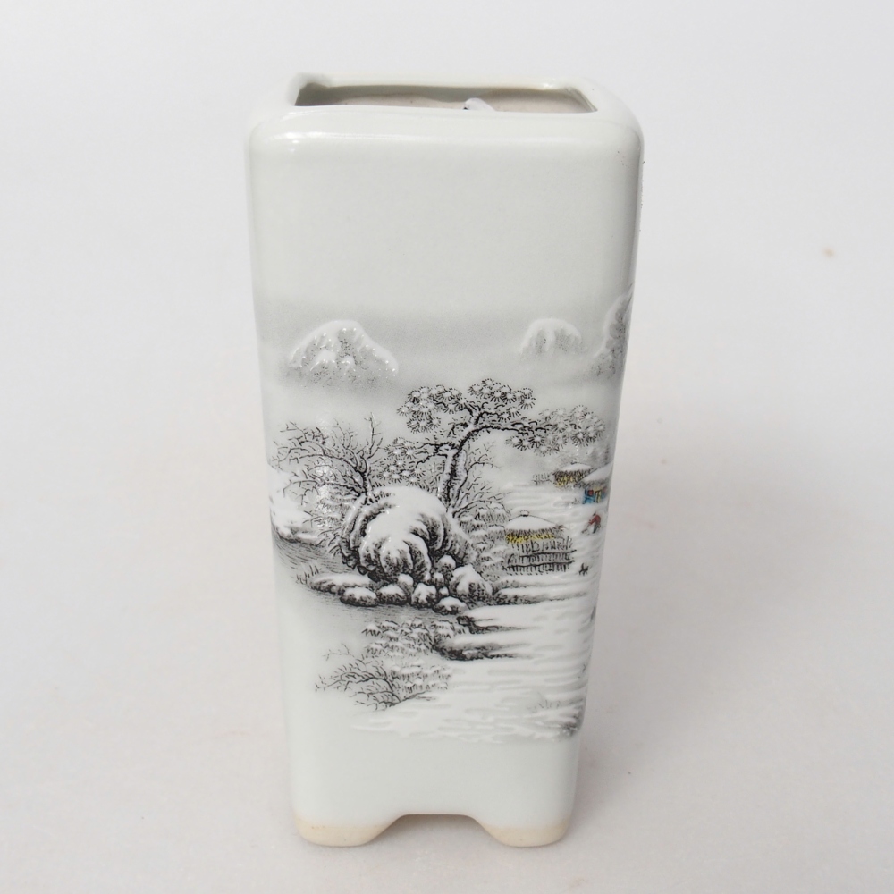 Bonsaischaal van keramiek 5,5 x 5,5 x 12 cm, kleur wit