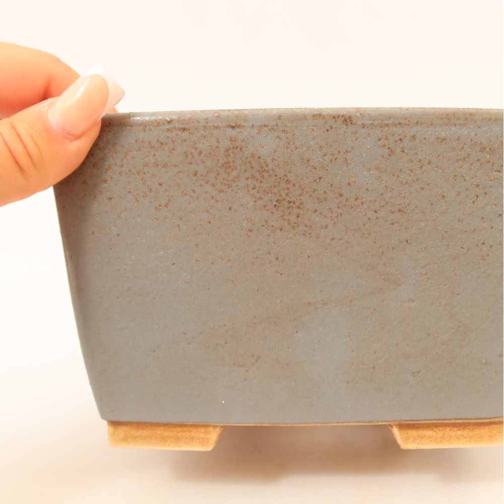 Bonsaischaal van keramiek 16 x 16 x 10 cm, kleur blauw