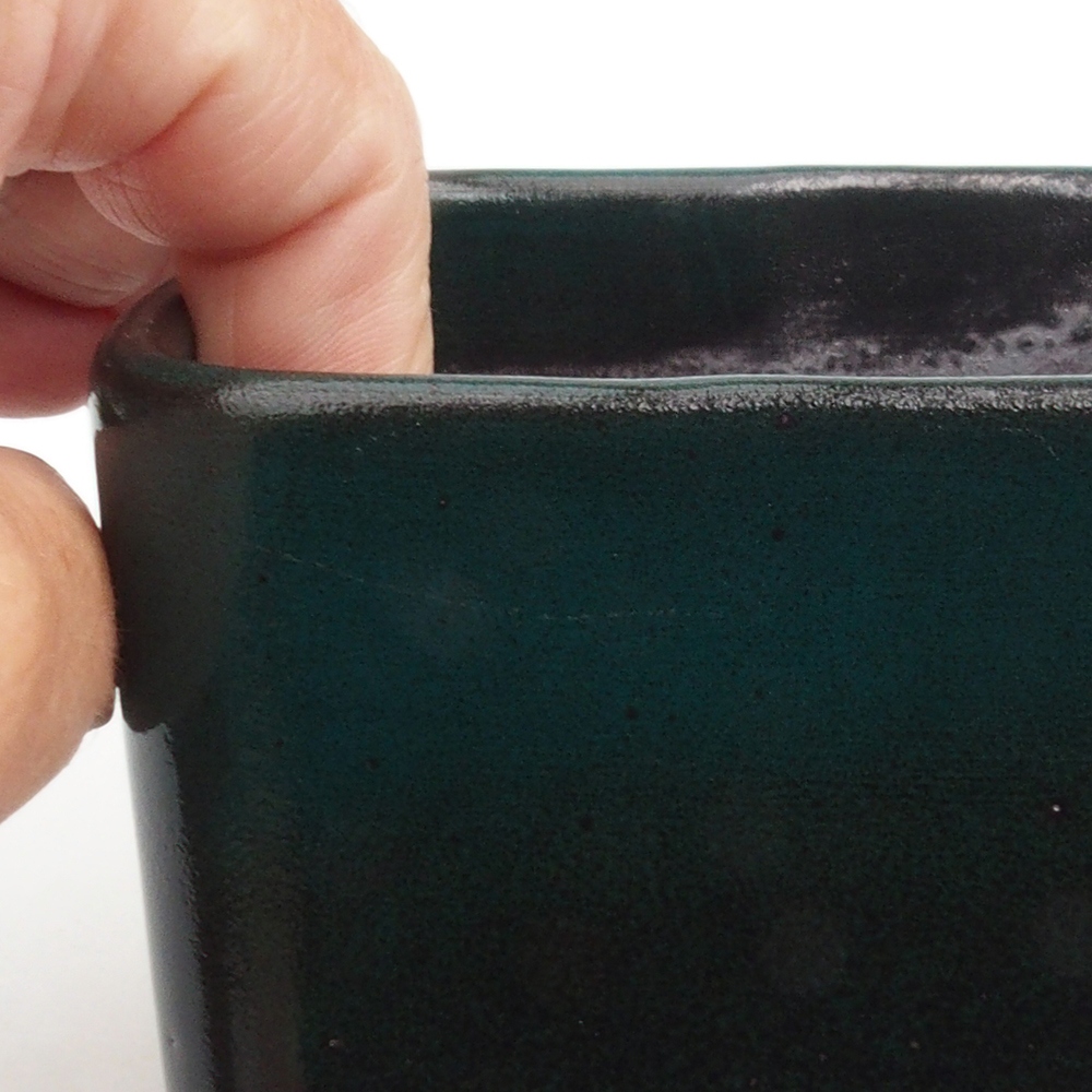 Bonsaischaal van keramiek 10 x 10 x 8 cm, groen