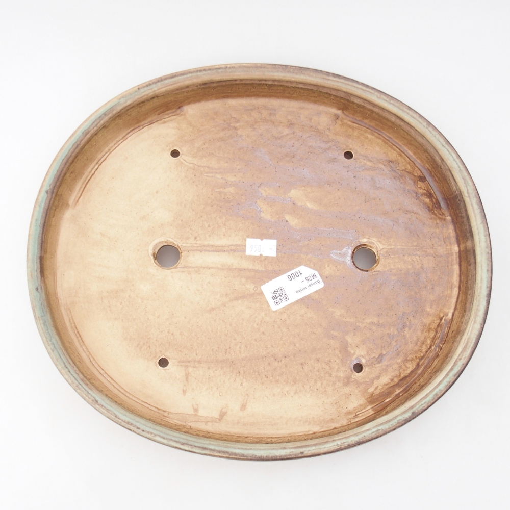 Bonsaischaal van keramiek 30,5 x 27 x 4 cm, groen