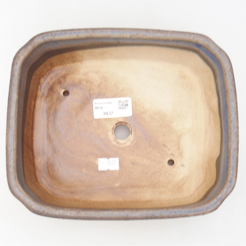 Bonsaischaal van keramiek 21 x 18 x 6 cm, kleur blauw