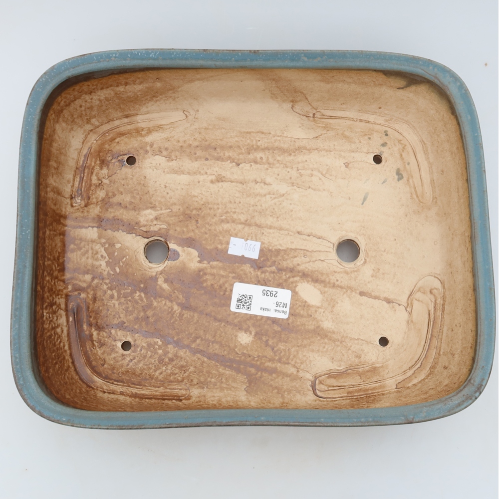 Keramische bonsaischaal 29 x 23,5 x 7,5 cm, kleur: blauw