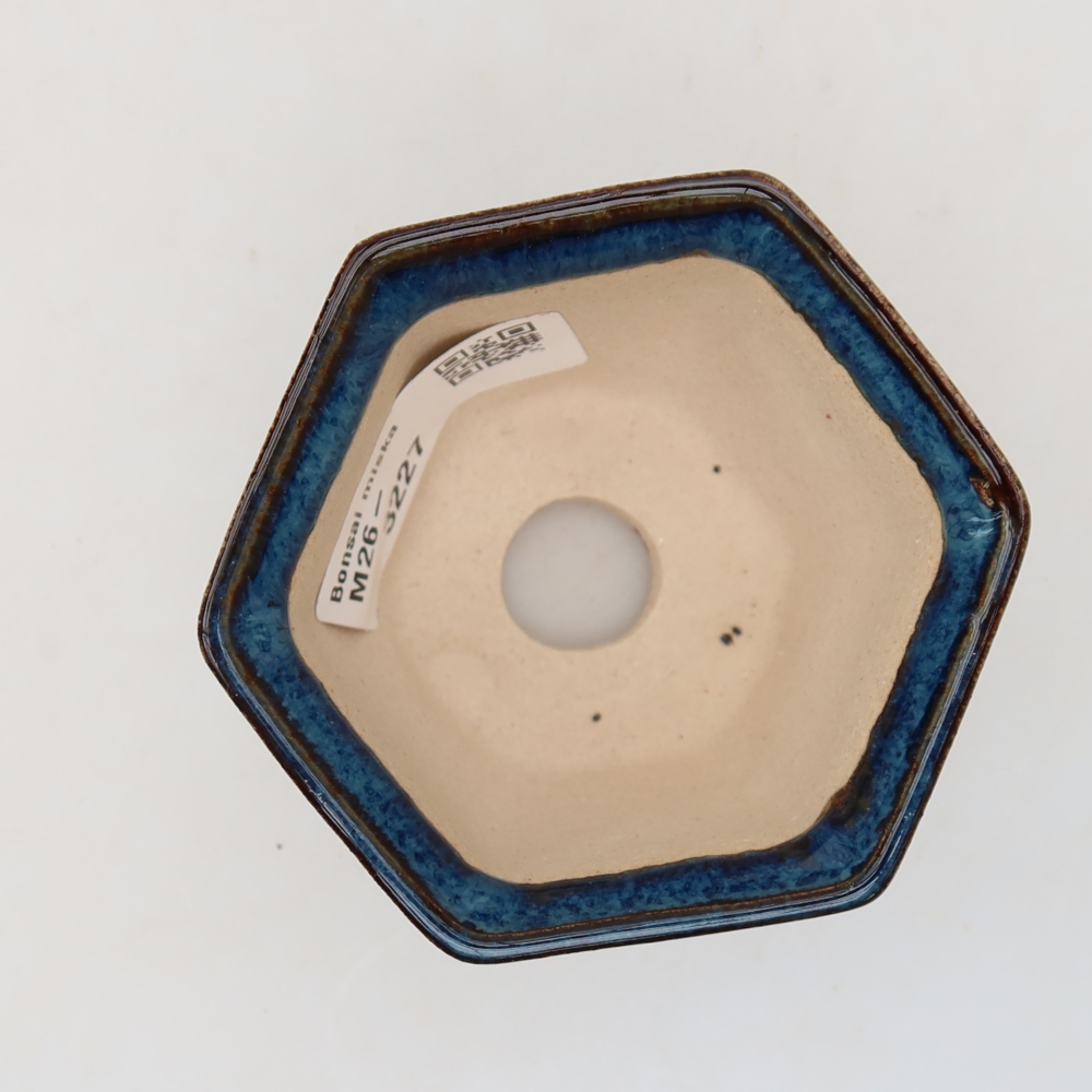 Keramische bonsaischaal 7 x 6,5 x 5 cm, kleur: blauw