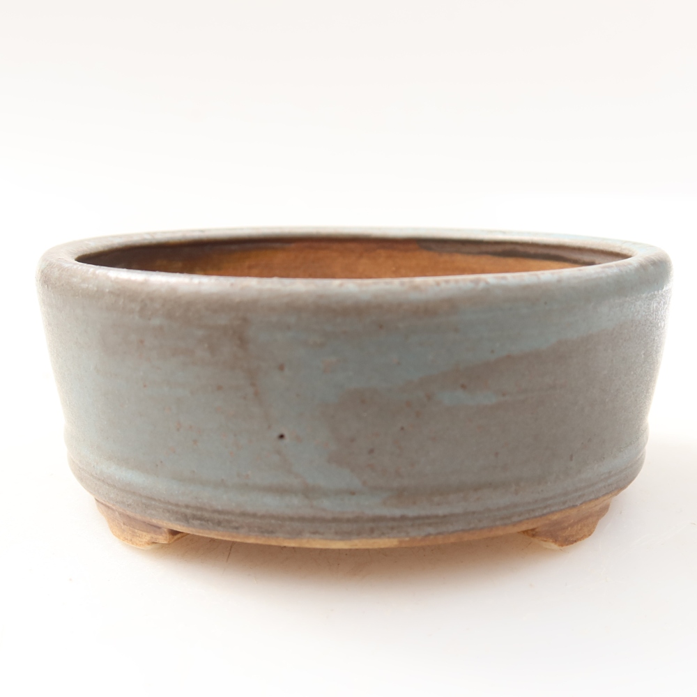 Bonsaischaal van keramiek 9 x 9 x 3,5 cm, kleur blauw