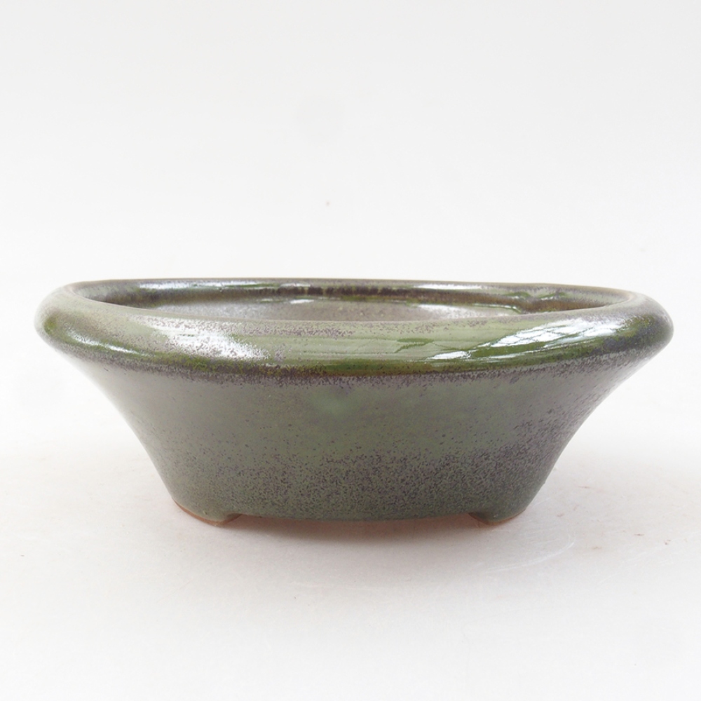 Bonsaischaal van keramiek 13,5 x 13,5 x 5 cm, groen