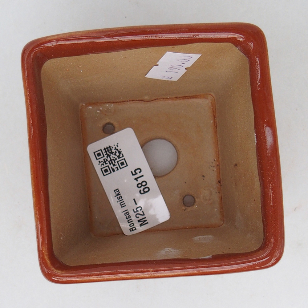 Bonsaischaal van keramiek 7,5 x 7,5 x 7 cm, bruin