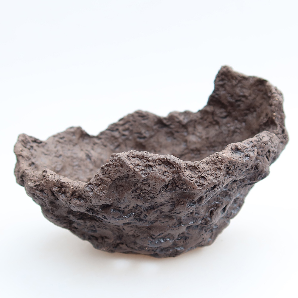 Keramische schaal 14 x 12 x 11 cm, kleur bruin