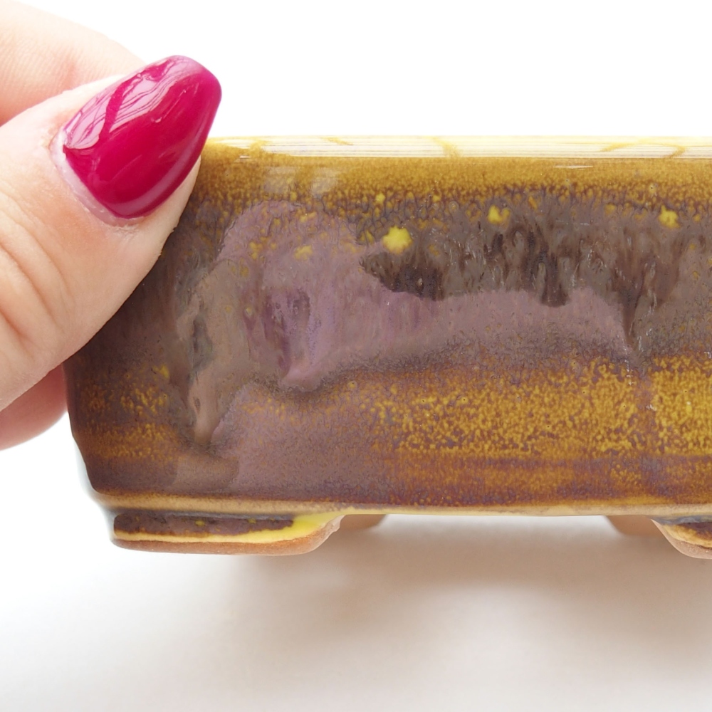 Bonsaischaal van keramiek 11 x 9,5 x 4,5 cm, geel