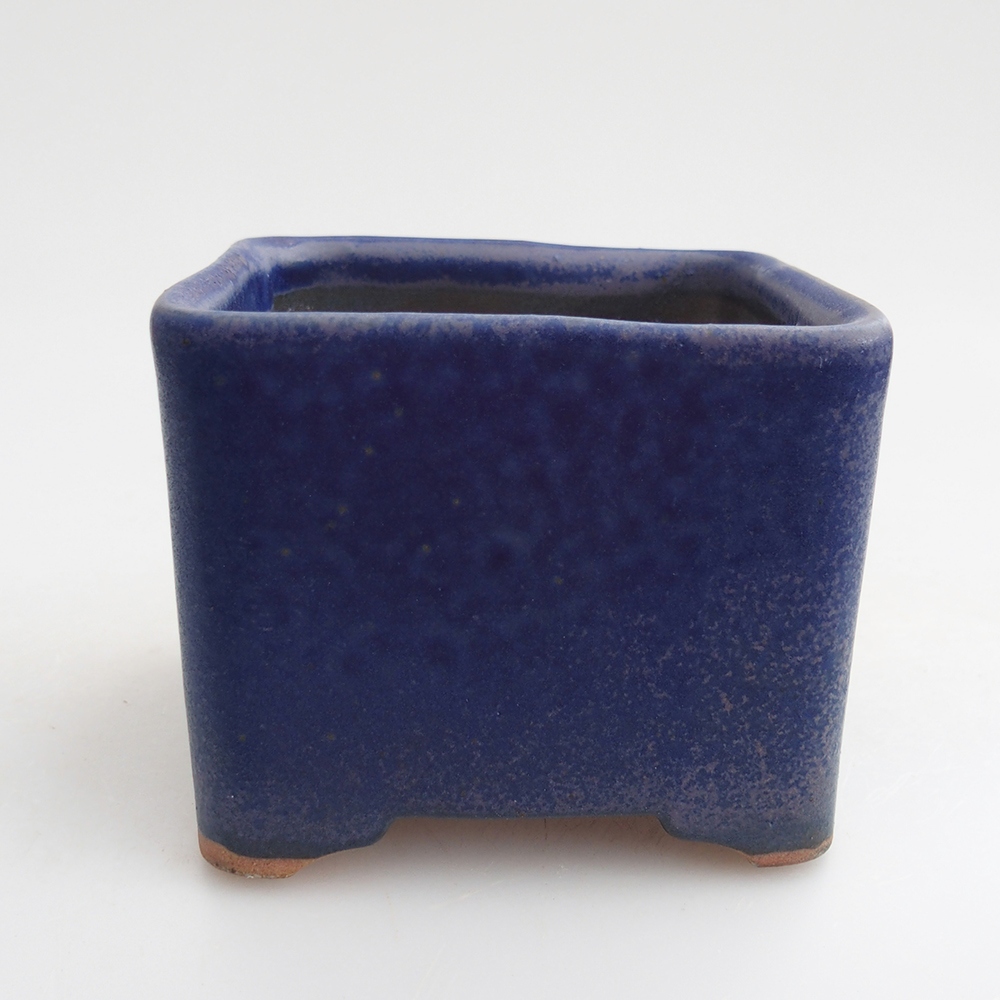 Bonsaischaal van keramiek 10 x 10 x 8 cm, kleur blauw