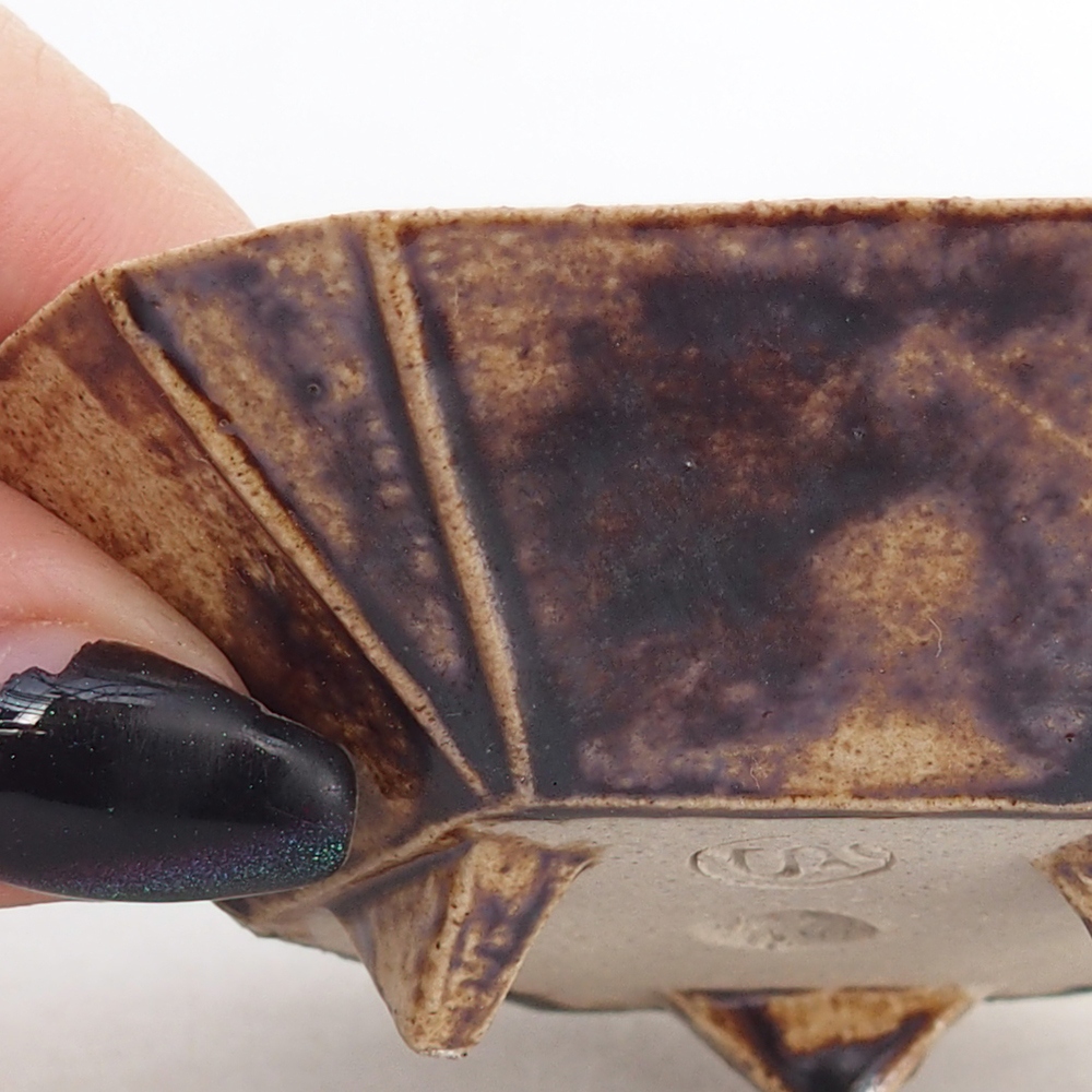 Bonsaischaal van keramiek 8,5 x 8 x 2,5 cm, bruin