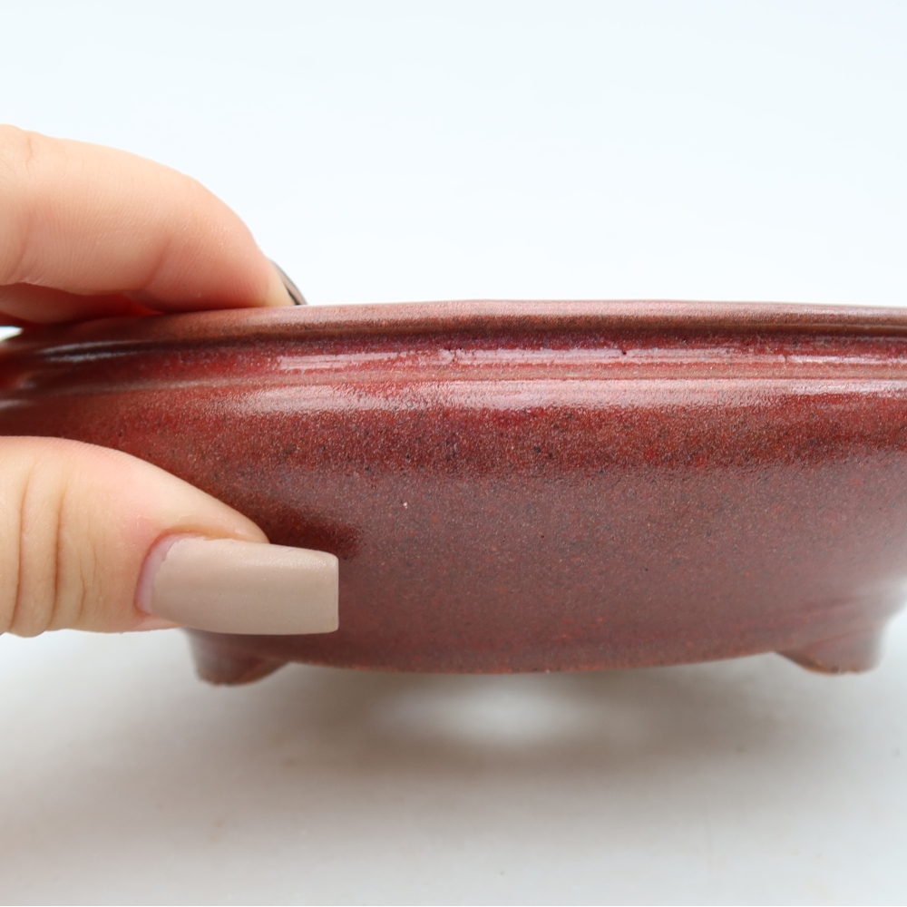 Keramische bonsaipot 15 x 15 x 5 cm, kleur: wijnrood