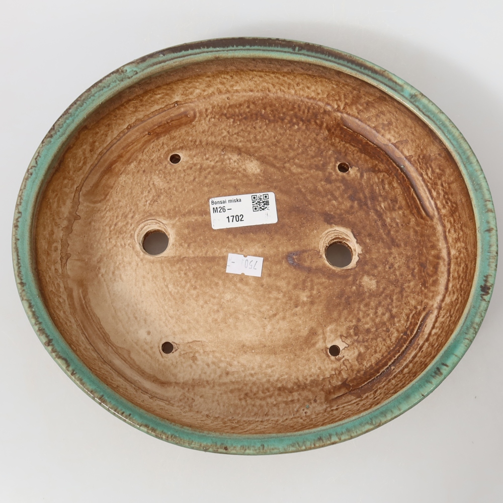 Bonsaischaal van keramiek 26,5 x 24 x 5,5 cm, groen