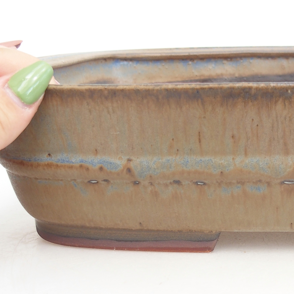 Bonsaischaal van keramiek 29,5 x 25 x 7 cm, kleur blauw