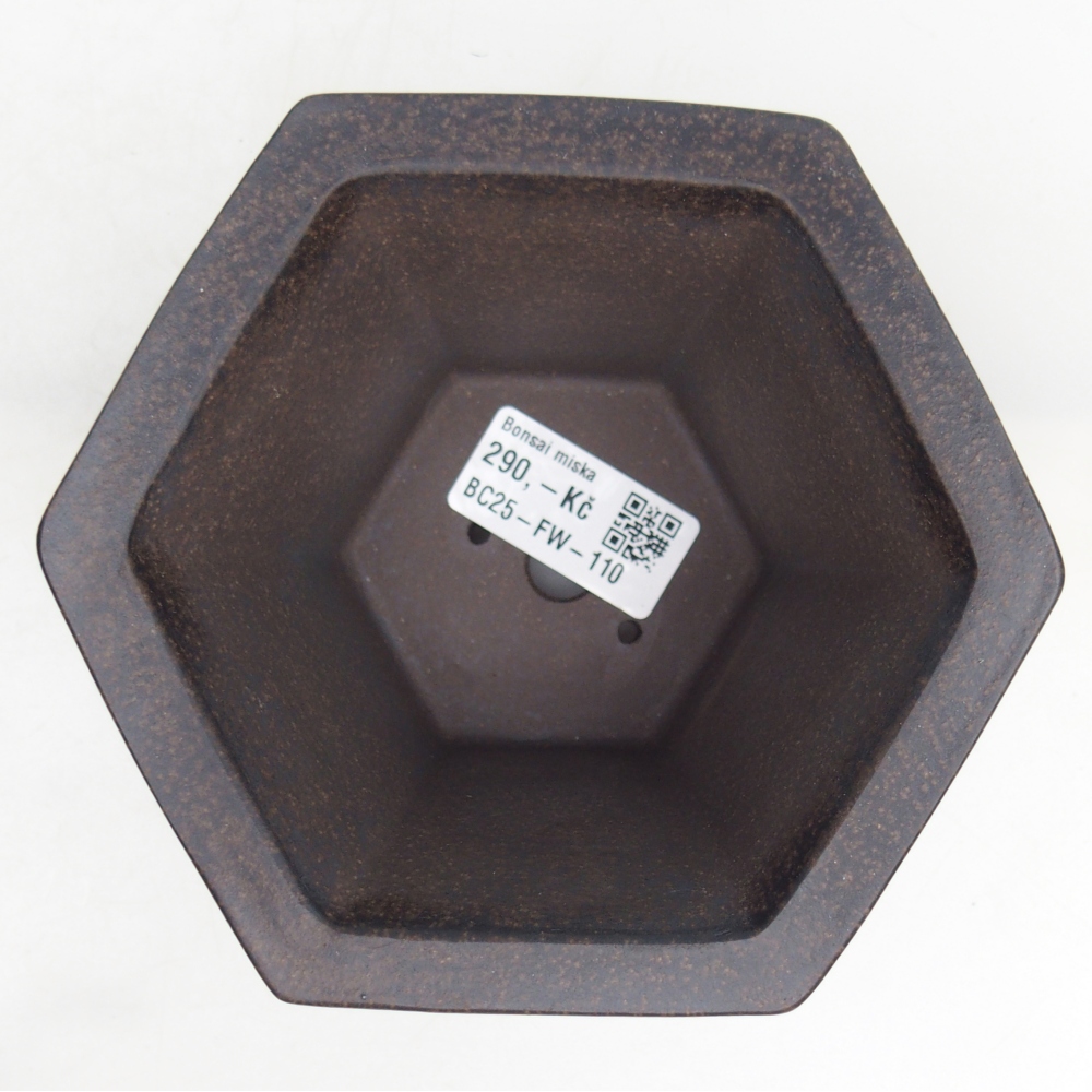 Bonsaischaal van keramiek 13,5 x 12 x 8 cm, kleur okerbruin