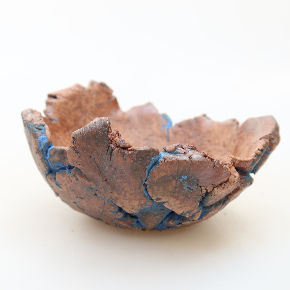 Keramische schaal 9 x 9 x 5 cm, kleur: blauw