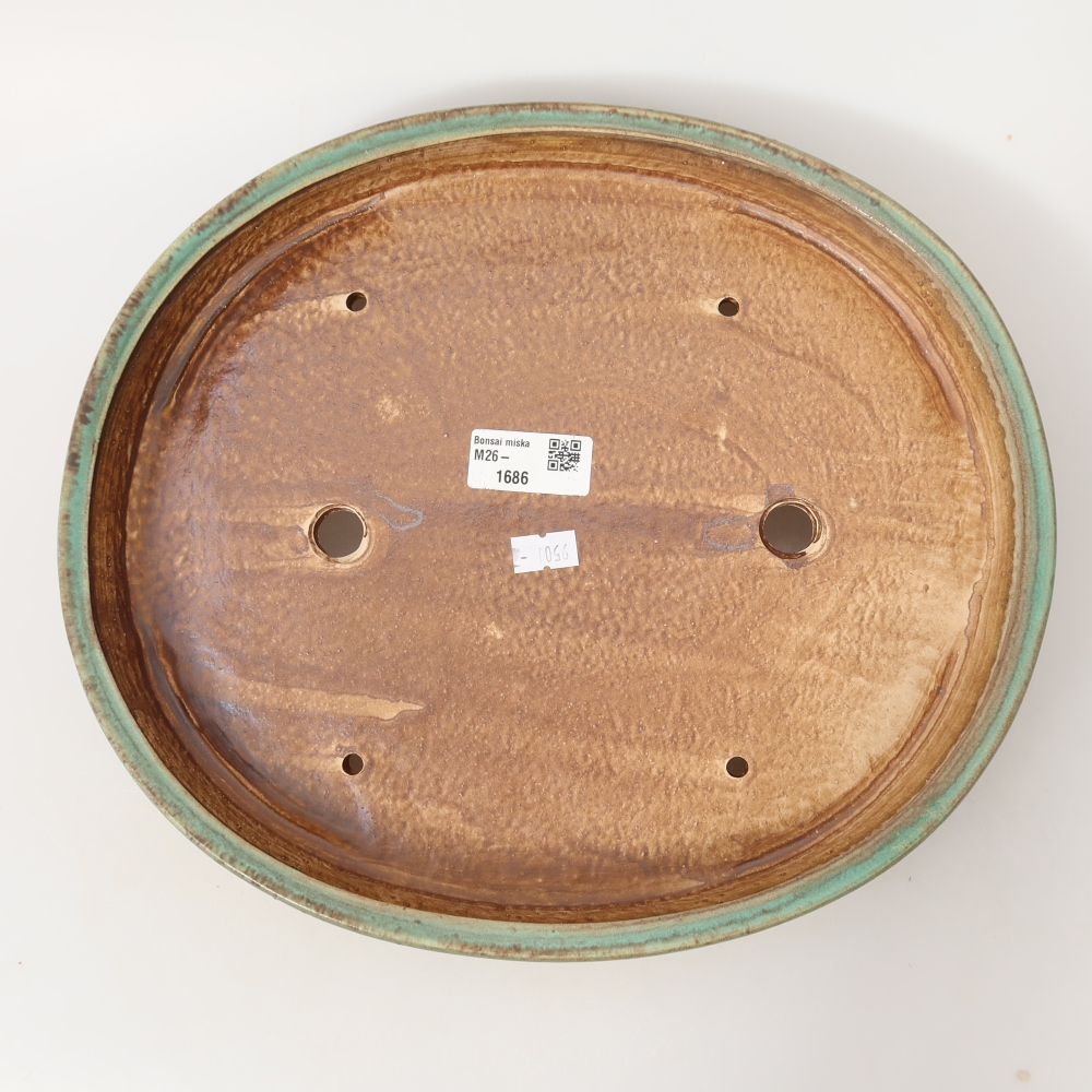 Keramische bonsaipot 30,5 x 26,5 x 4 cm, kleur groen