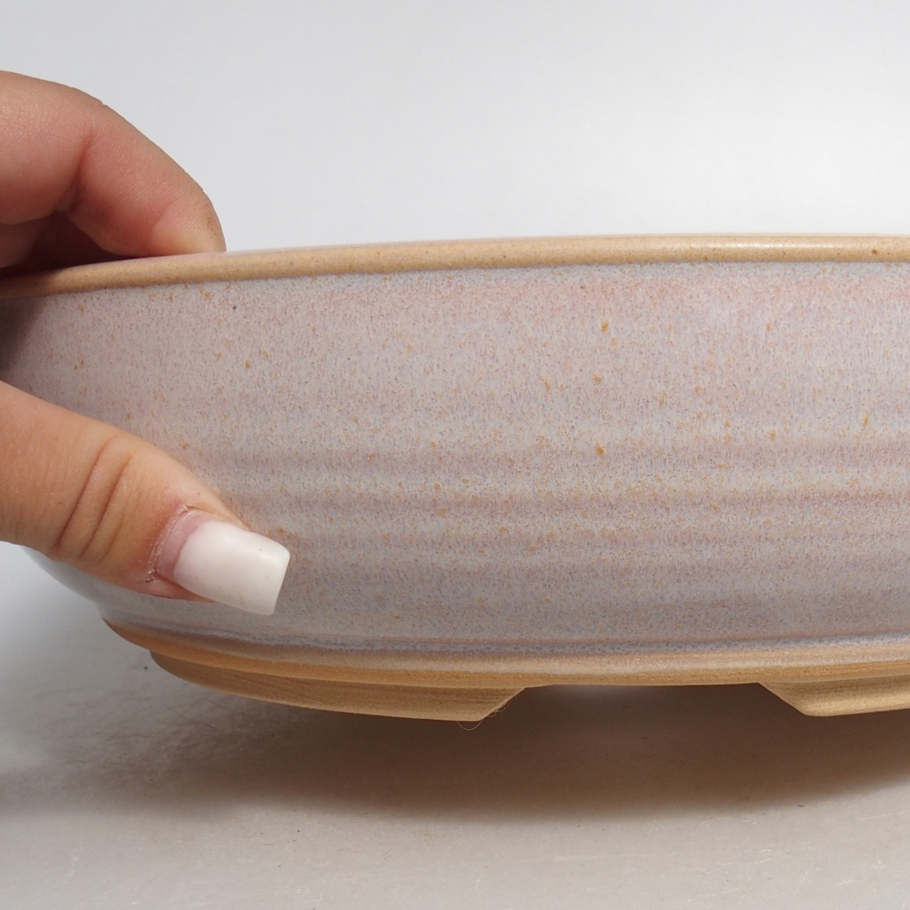 Bonsaischaal van keramiek 26 x 26 x 7 cm, kleur beige