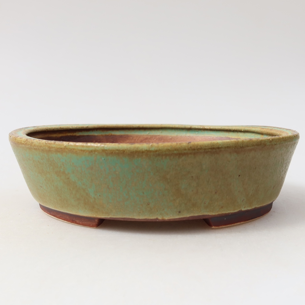 Bonsaischaal van keramiek 15 x 14 x 4 cm, groen